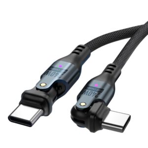 SlimWin USB-C-USB-C 240W Gyorstöltő és Adatkábel 480 Mbps – 180° Hajlítható