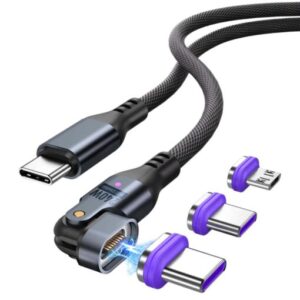 Főoldal SlimWin USB-C Mágneses 3 az 1-ben 240W 16 Tűs Gyorstöltő és Adatkábel – 180° Hajlítható