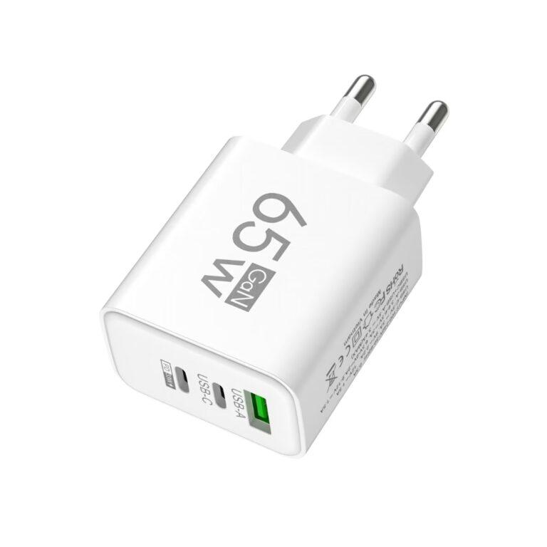 SlimWin 65W GaN nagy teljesítményű fali hálózati töltő - 3 portos USB-A + 2 x USB-C PD 3.0 | SlimWin